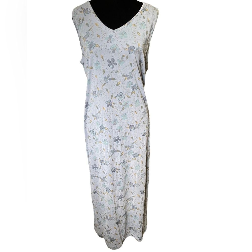 Laura Scott Vintage Steele Blue Boho Hippie Witchy Cottagecore Floral Maxi Dress